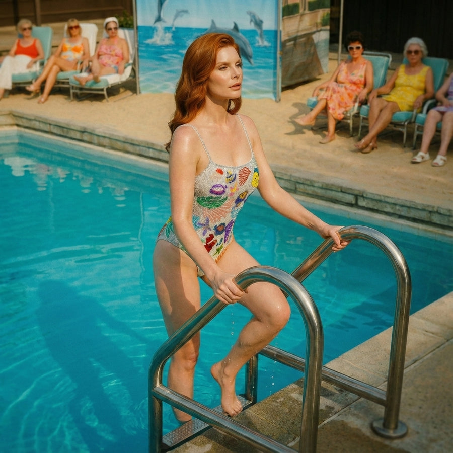 Disney | Oceanus Fully Hand Beaded Attina White Swimsuit