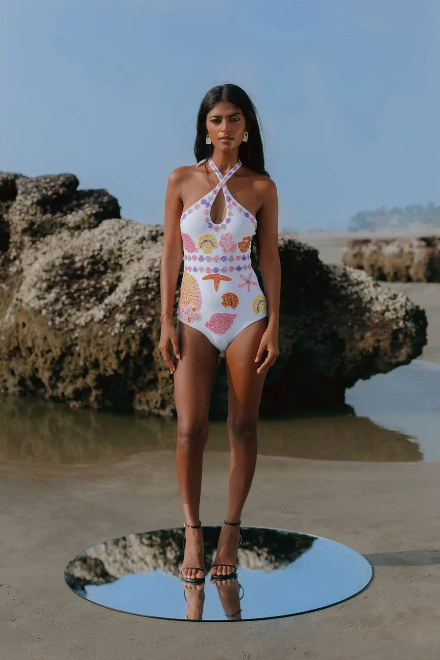 Sirena Cross Over Swimsuit in Pink - Oceanus Swimwear