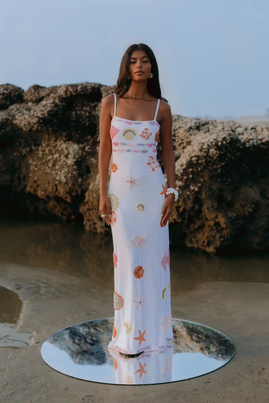 New York Strapped Dress in White - Oceanus Swimwear