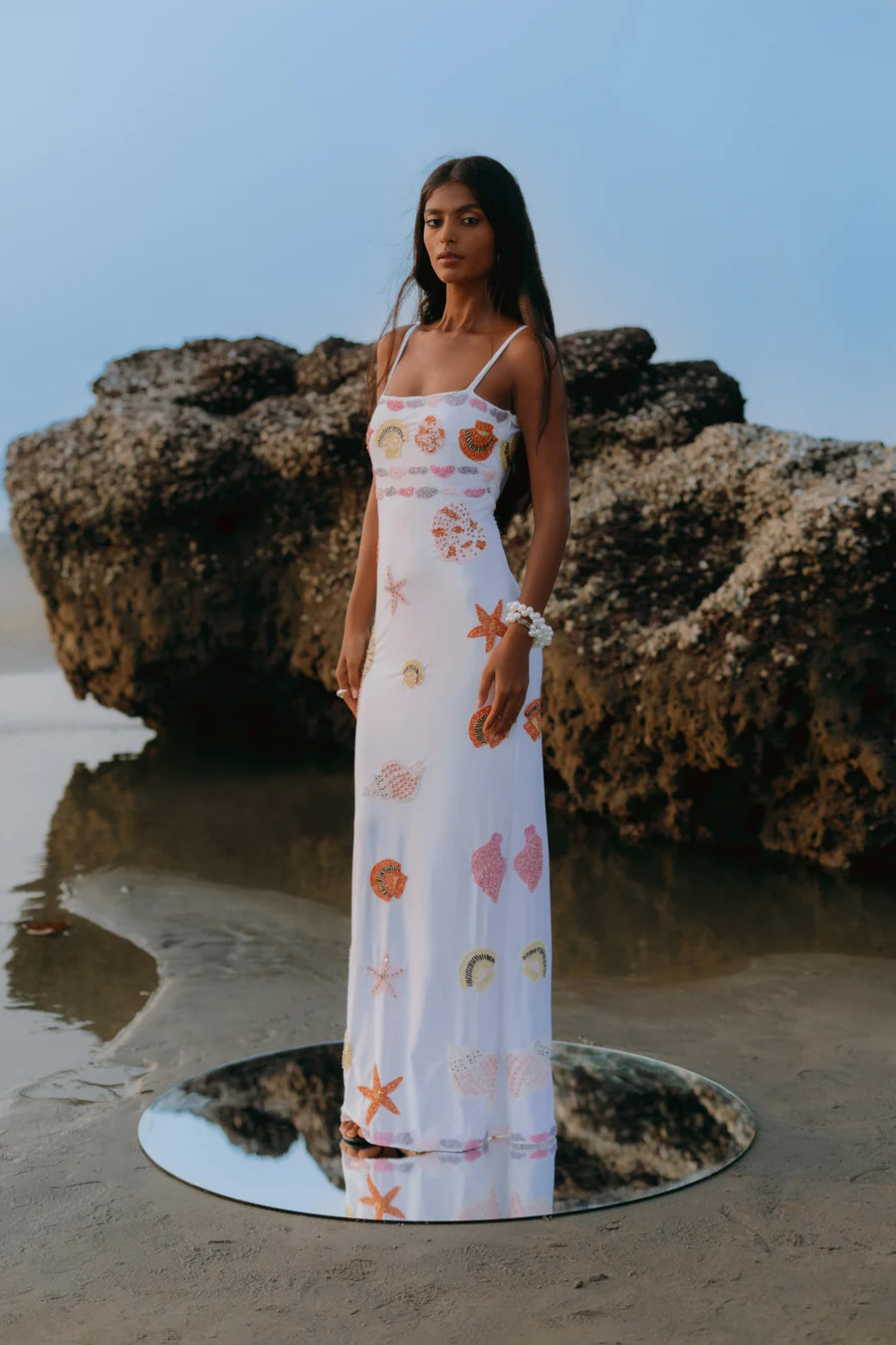 New York Strapped Dress in White - Oceanus Swimwear