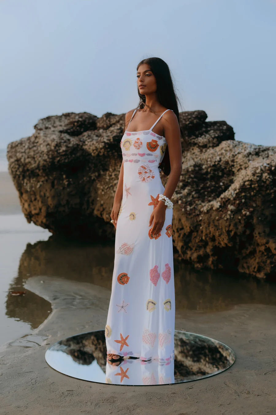 New York Strapped Dress in White - Oceanus Swimwear