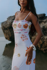 New York Strapped Dress in White - Oceanus Swimwear