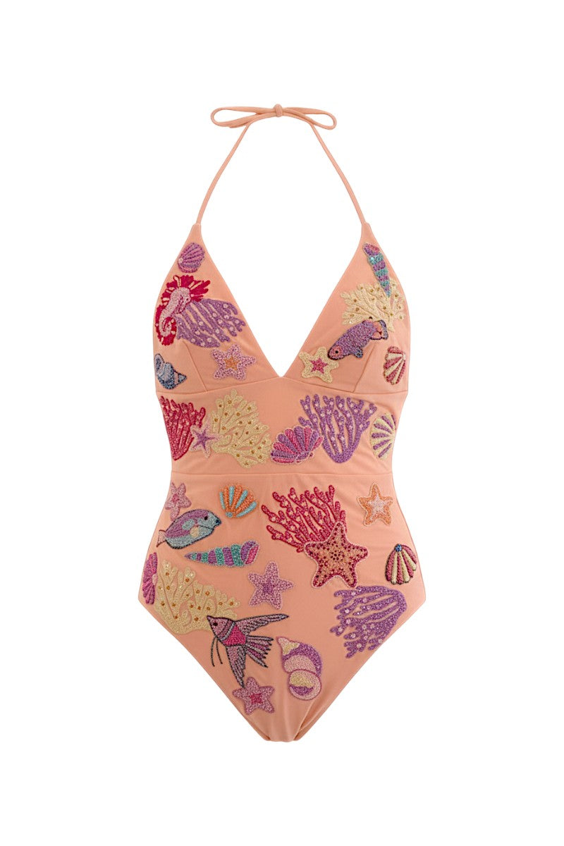 Oceanus x The Red Sea نور Noor Swimsuit in Coral