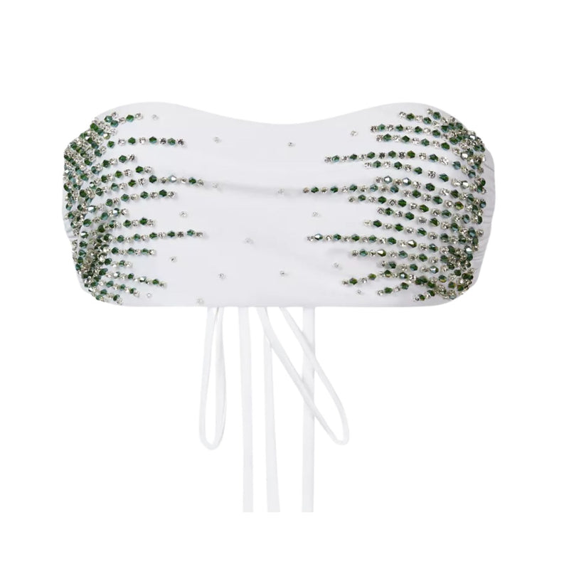 Ophelia Hand Embroidered Bikini Top White