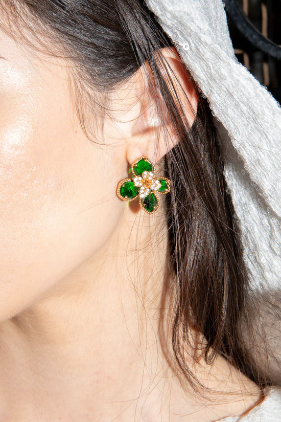 Green Flower Earrings from oceanus