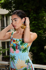 Pandora Luxe Hand Beaded dress Baby Blue - Oceanus Swimwear