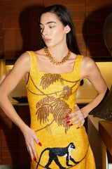 St. Barth Hand - Beaded Crystal Dress - Yellow - Oceanus Swimwear