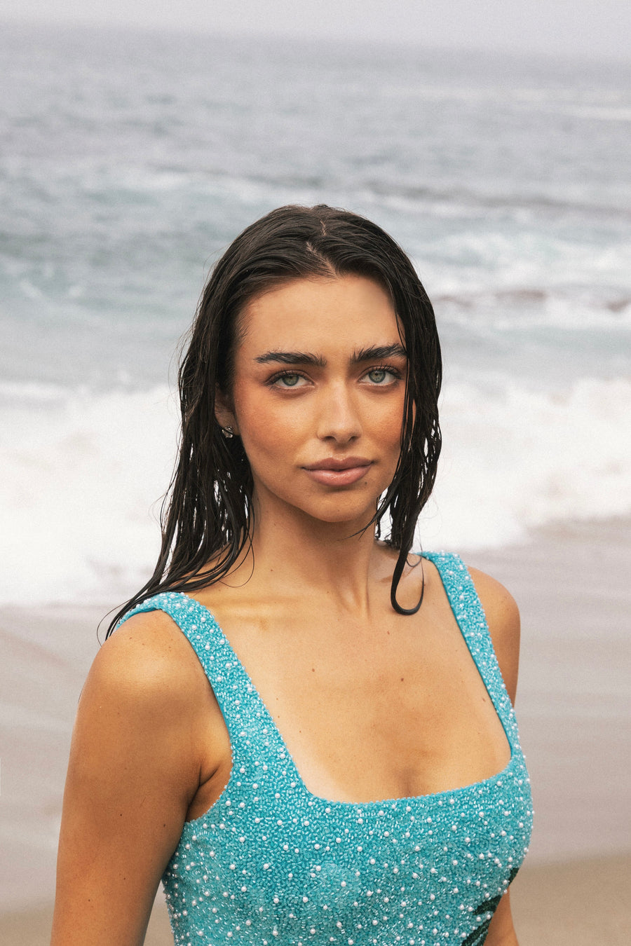 Oceanus x Taylor Nunez Island Blue Mini Dress