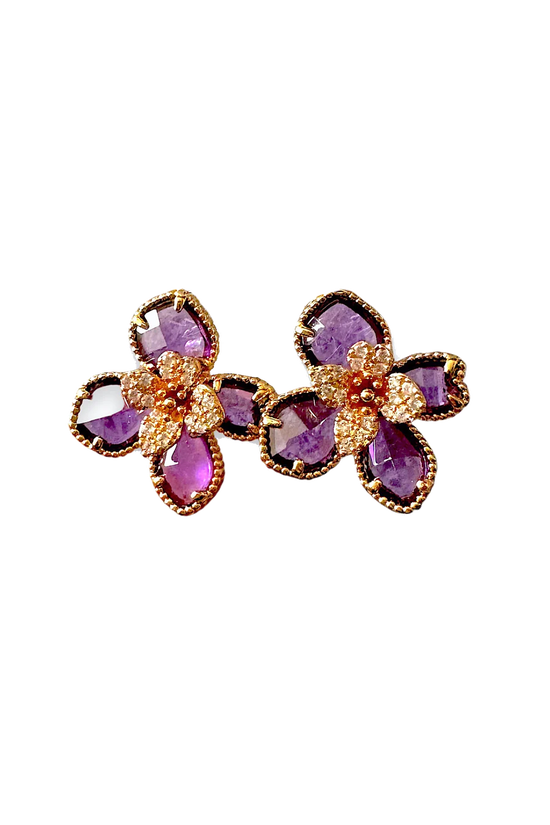 Flower Earrings Purple from Oceanus