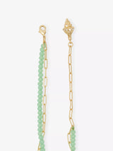 Noir Shell Metal Pendant Green Necklace
