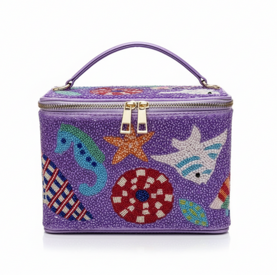 Seahorse Vanity Box Bag Purple