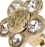 Chanel Flower Clip- On Earrings Gold Rhinestone