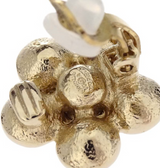 Chanel Flower Clip- On Earrings Gold Rhinestone