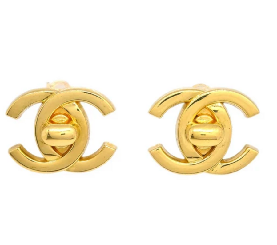 Chanel CC Turnlock Clip-On Earrings Gold Large