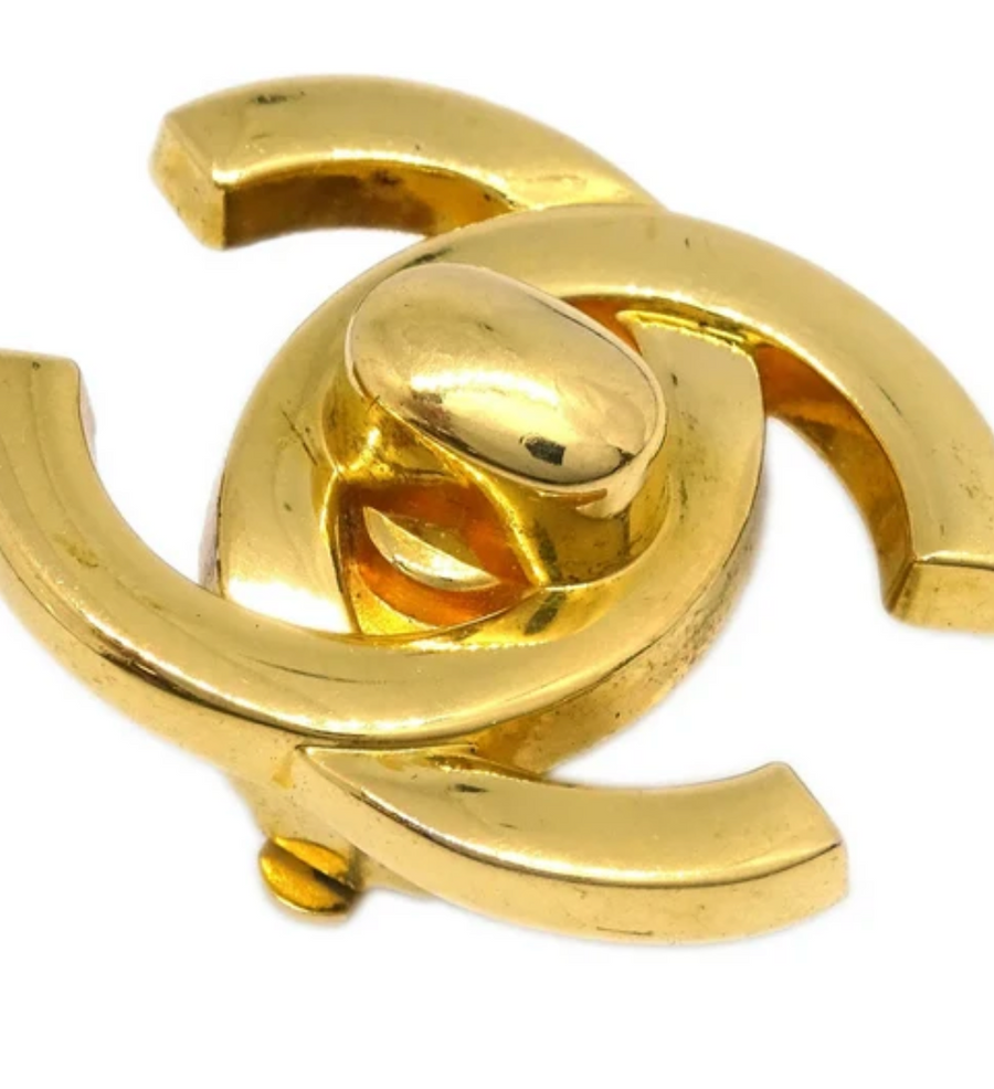Chanel CC Turnlock Clip-On Earrings Gold Large