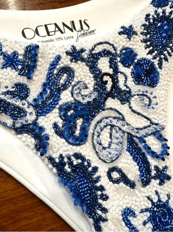 Sea Horse Bikini Bottom White - Oceanus Swimwear