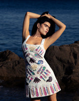 Oceanus x Zandra Rhodes Dream Shell Mini Dress White