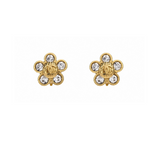 Chanel Flower Clip- On Earrings Gold Rhinestone