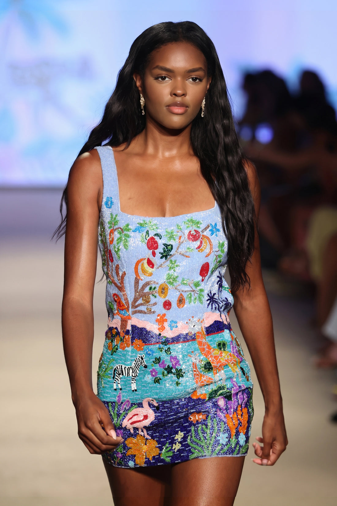 Safari Lagoon Blue Hand Beaded Dress