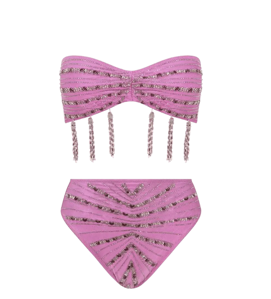 Lara Pink Designer Bikini Set: Shimmer in Swarovski