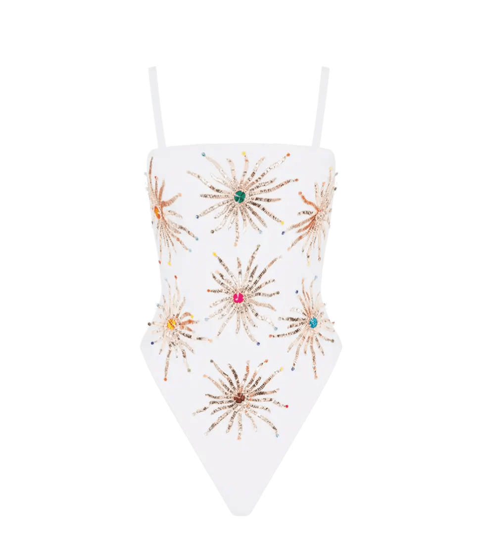 Dolly Two Strap Retro Swimsuit White