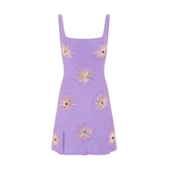 Iris Crystal Hand Embroidered Lilac Party Dress