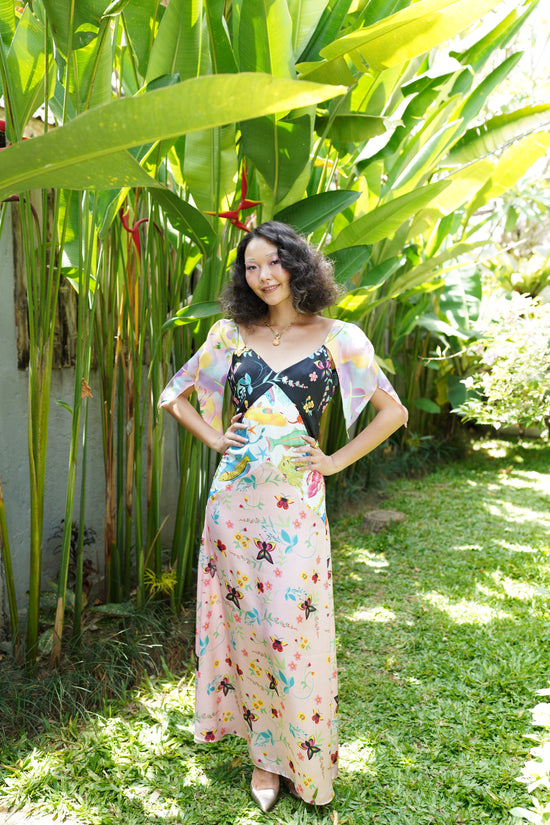 Samantha V Shaped Neckline Multi-Coloured Maxi Dress