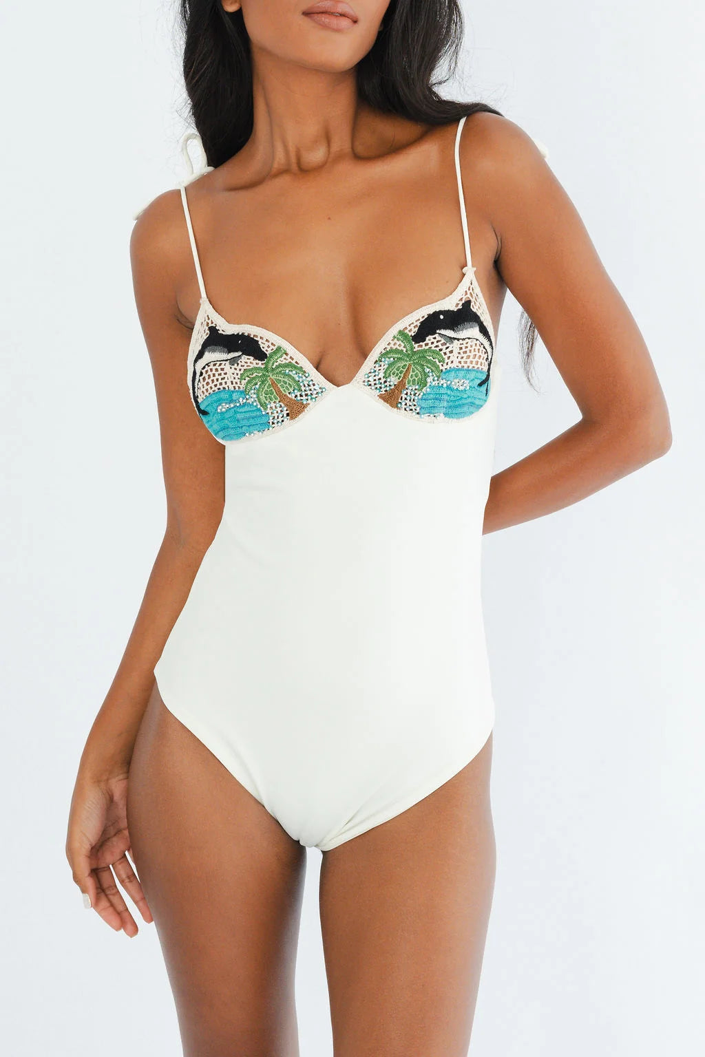 Dolphin One Piece Swimsuit - White