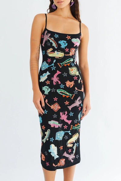 Arizona Hand Beaded Midi Dress - Oceanus Swimwear