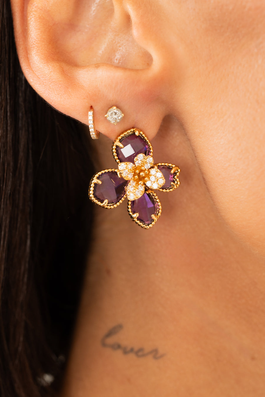 Flower Earrings Purple