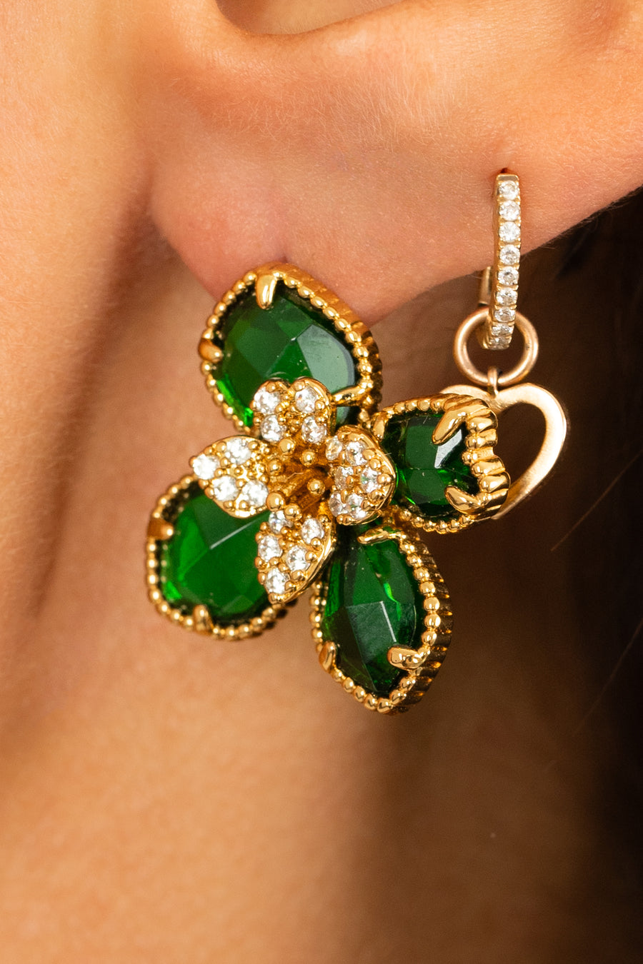 Green Flower Earrings