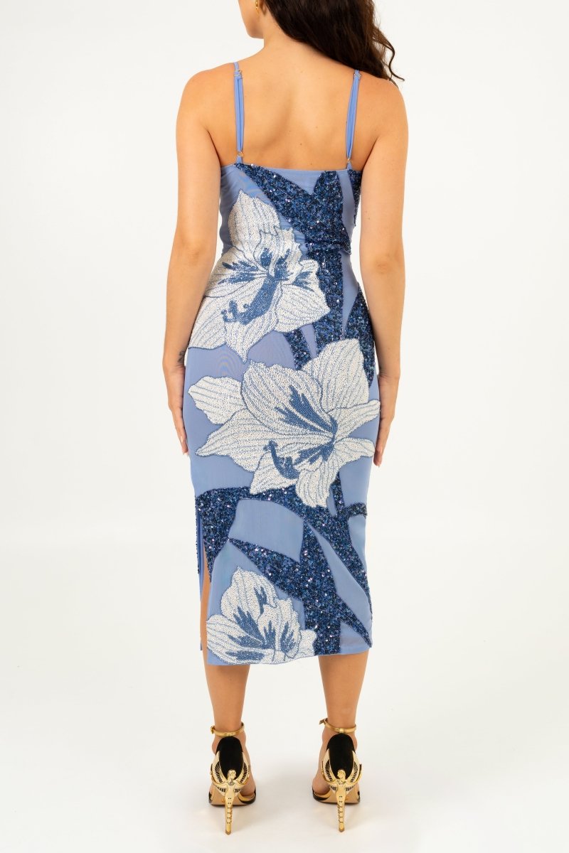 Delilah Beaded Dress Blue Oceanus x By Poppy