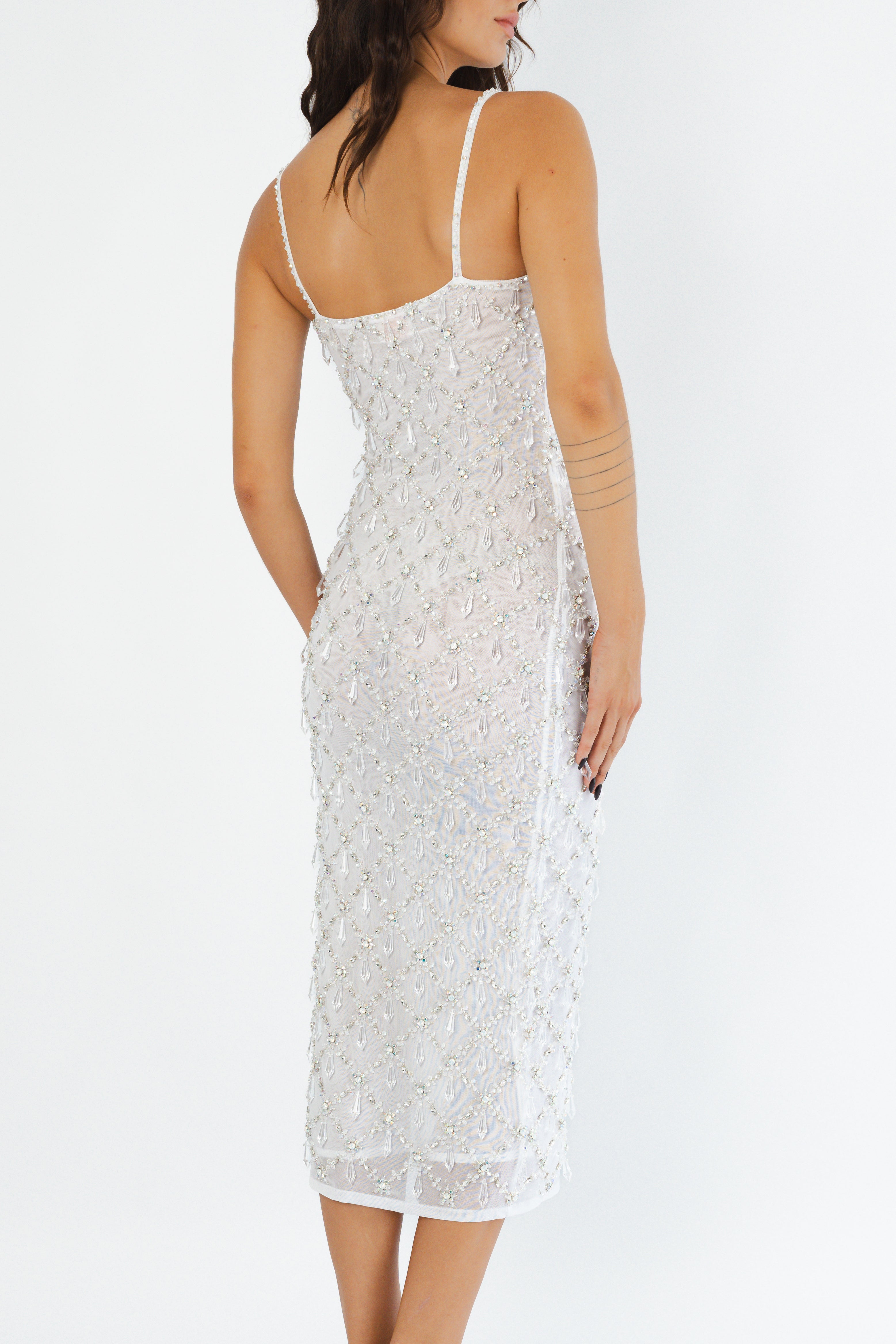 Shop Calliope Luxury Crystal White Maxi Party Dress - Oceanus Shop Calliope Luxury Crystal White Maxi Party Dress - Oceanus