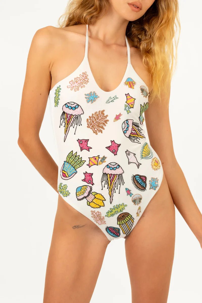 Jelly Fish Swimsuit White