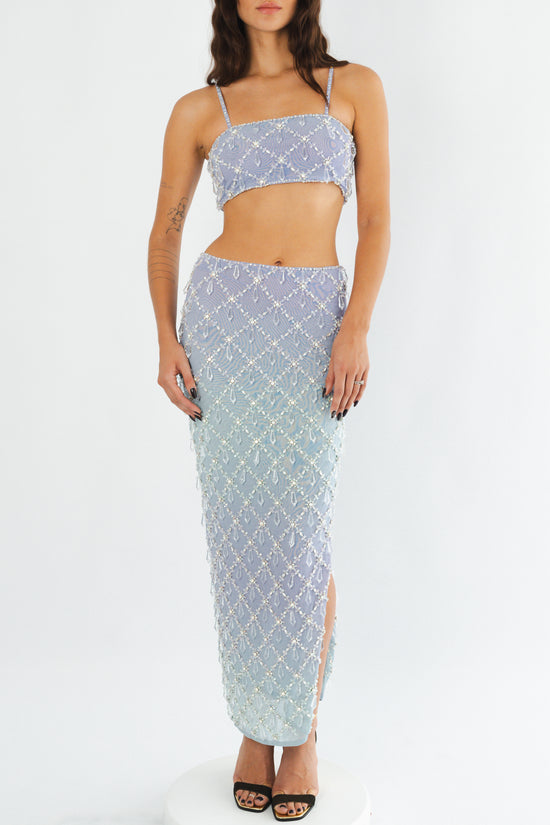 Calliope Luxury Crystal Blue Ombre Co-ord Top