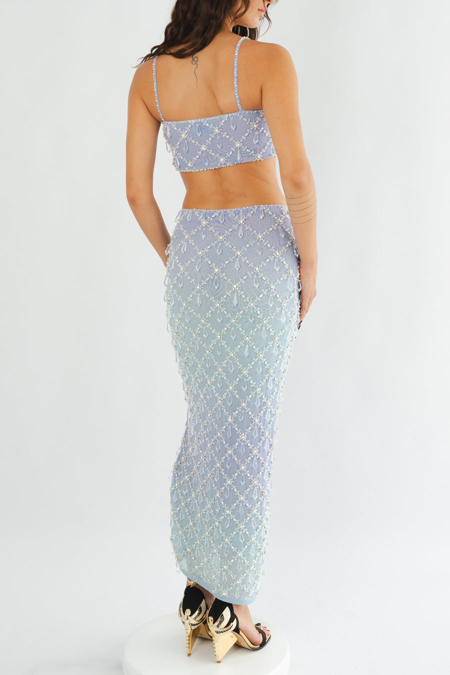 Calliope Luxury Crystal Co-Ord Skirt Ombre