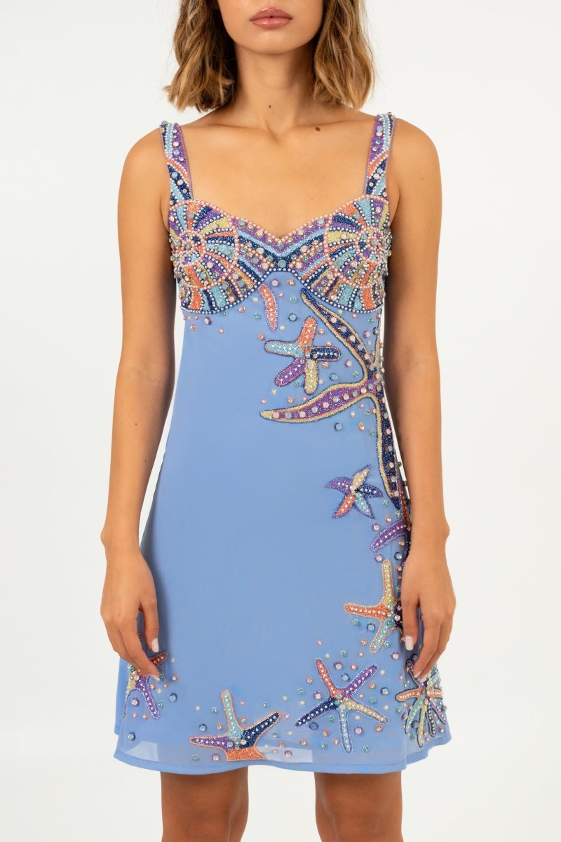 Crescent Shell Mini Dress- Lilac