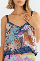 Fish Hand Beaded Top Multi Color - Oceanus Swimwear