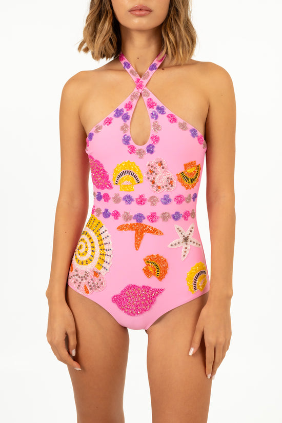 Sirena Cross Over Swimsuit in Pink