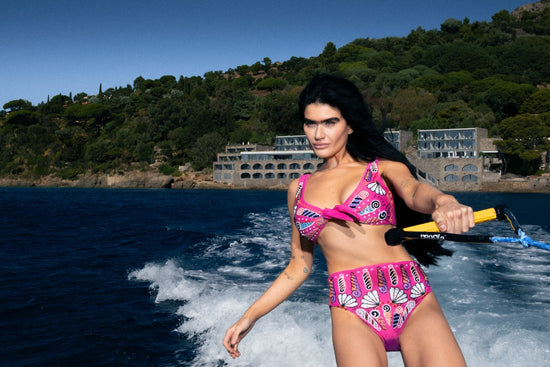 Oceanus x Zandra Rhodes Nebula Shell Bikini Top Fuchsia
