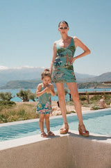 Aqua Savannah Safari Embellished Dress