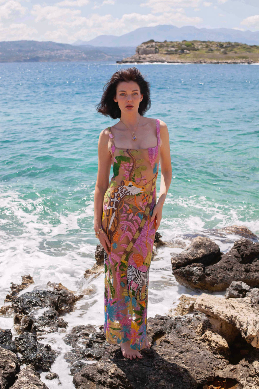 Safari Garden Beaded Maxi Dress