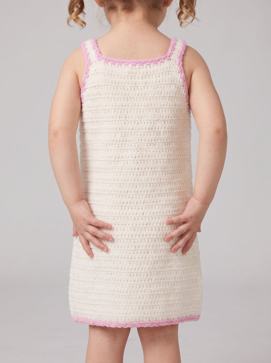 Coral White Crochet Kids Dress