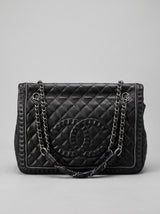 Chanel Black Small Quilted Calfskin Istanbul Accordion Flap Leather Pony-style calfskin