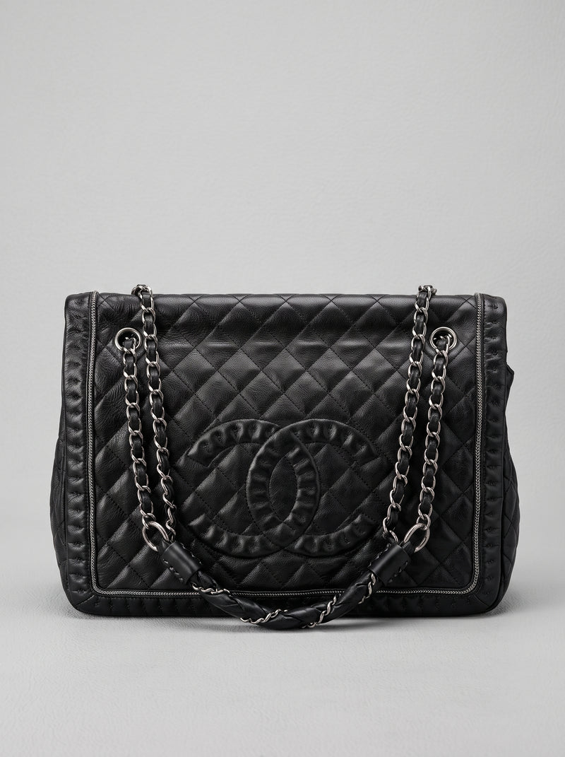 Chanel Black Small Quilted Calfskin Istanbul Accordion Flap Leather Pony-style calfskin