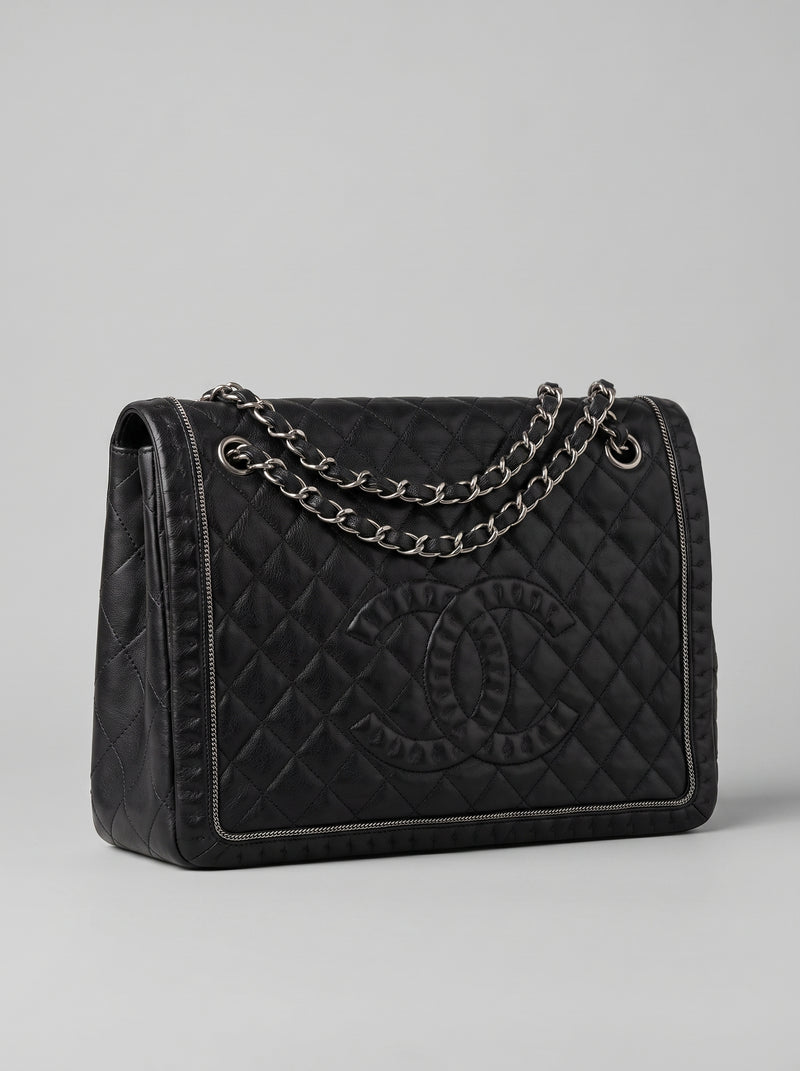 Chanel Black Small Quilted Calfskin Istanbul Accordion Flap Leather Pony-style calfskin