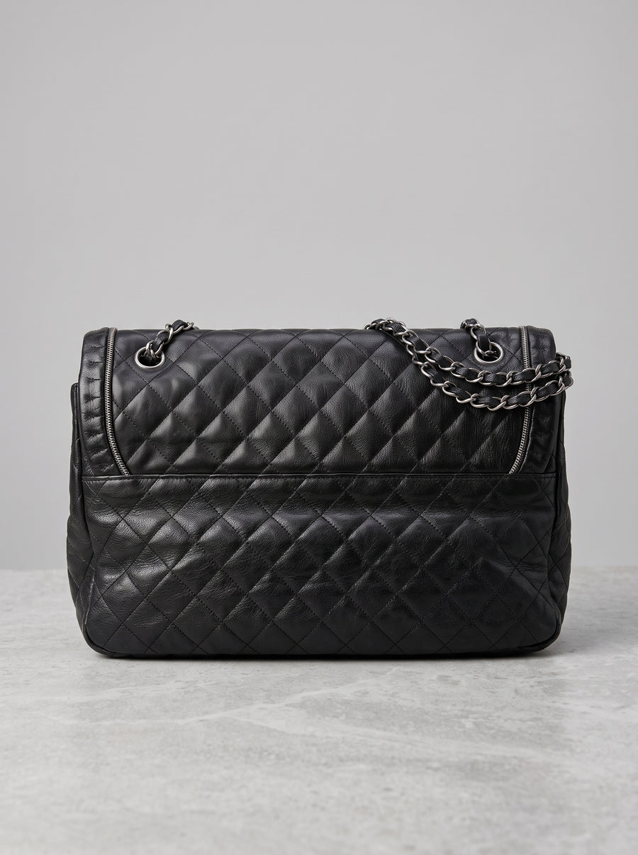 Chanel Black Small Quilted Calfskin Istanbul Accordion Flap Leather Pony-style calfskin