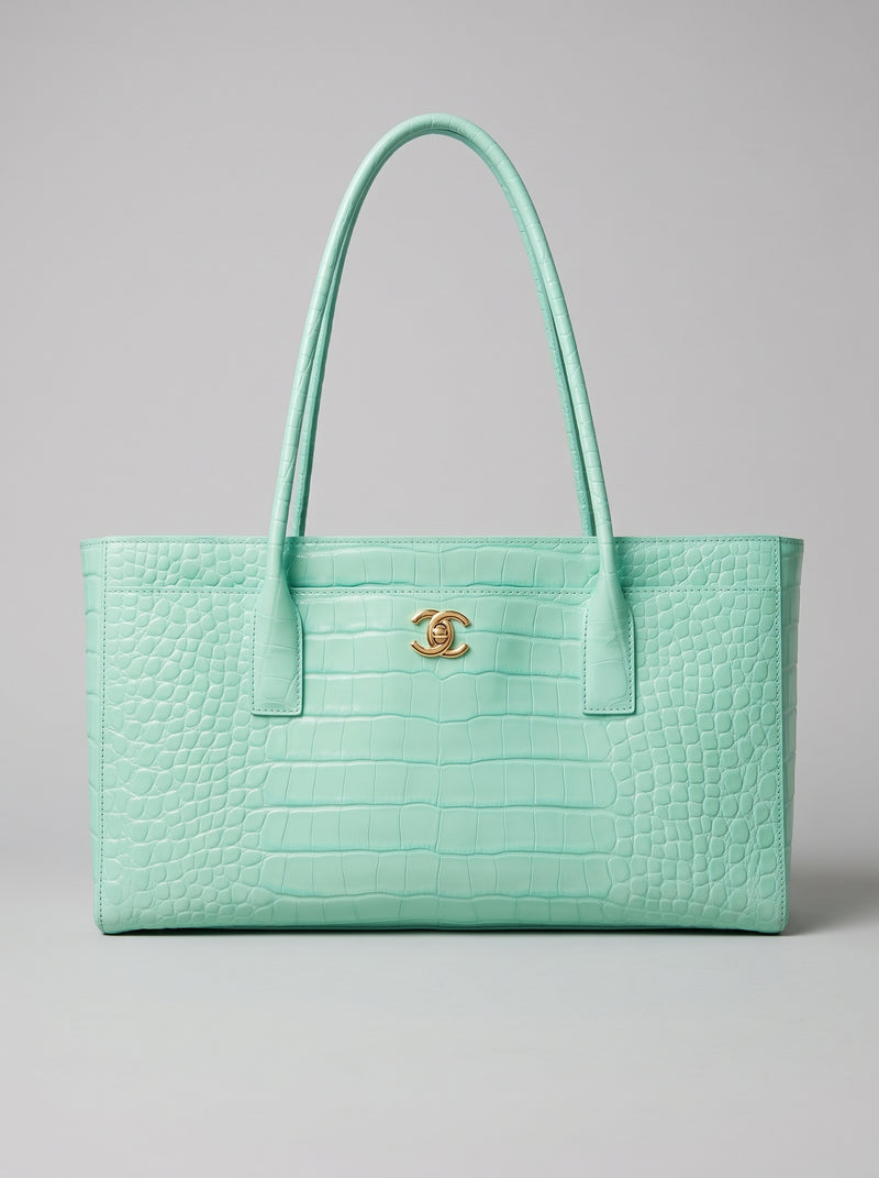 Chanel small tote Crocodile Embossed Calfskin & Gold-Tone Metal Green