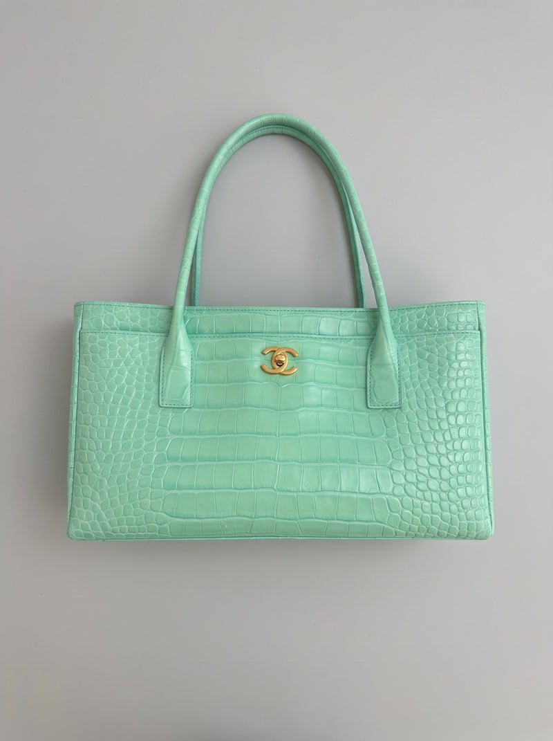 Chanel small tote Crocodile Embossed Calfskin & Gold-Tone Metal Green