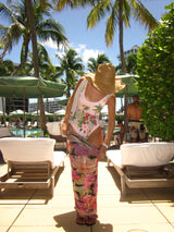 Maya Scoop Back Tropical Swimsuit - Pink in stock